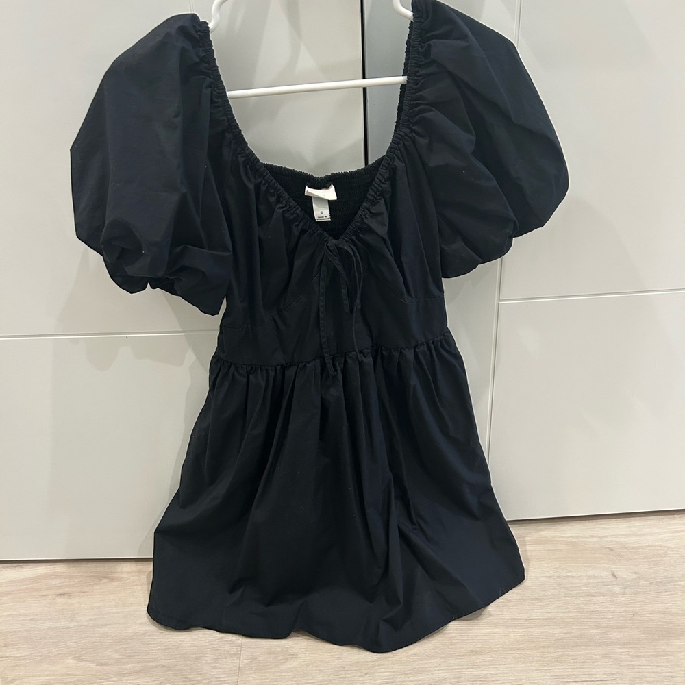 a new day Black Puff Sleeve Mini Dress